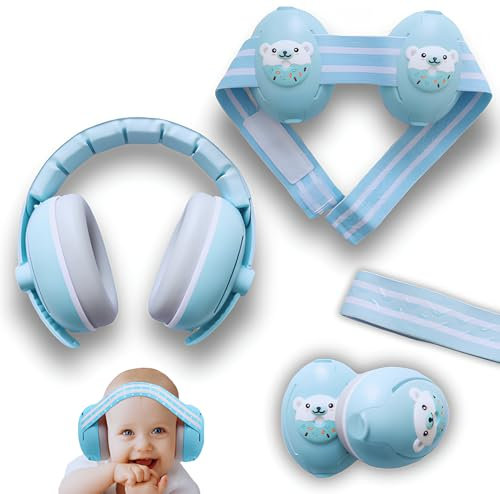 Casque Anti-Bruit pour Bébé - Protezione Auditive Confortable et Réglable pour Nouveau-nés et Tout-Petits - Idéal pour Concerts, Voyages et Siestes, Blu, Taglia unica