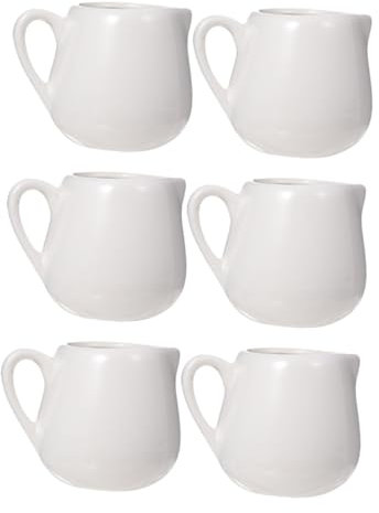SHOWERORO 6pcs White Ceramic Sauce Containers Jugs with Handle Serving Jugs for Milk Gravy for Kitchen Table