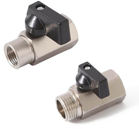 LONGHAO 2 pcs 1/4 Zoll Mini Kugelhahn,1/4 Zoll Messing Mini Kugelhahn Absperrhahn,Kleine Kugelventil mit Hebelgriff,MINI Kugelhahn Innengewinde,für Industrie,Wasserpumpen Tanks,Gewerbe,Haushalt (1/4)