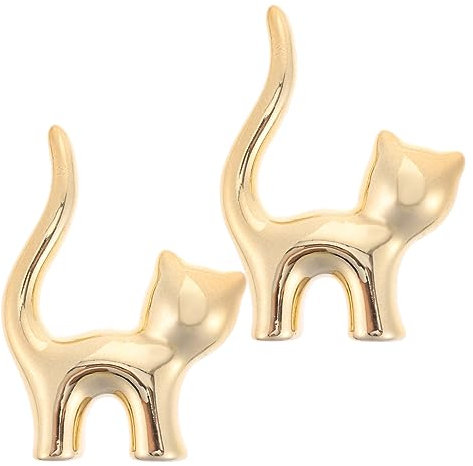 QWFVHJ Schmuck-Organizer-Ständer, Schmuckständer-Halter, 1 Set, 2 Stück Halter, Ringständer, Katze, Einhorn, Ringhalter, Ringhalter, Handdekoration, Schmuck-Display, Juwel(Golden)