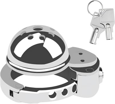 Cage de Chasteté Pénis Plate - Réglable en 7 Tailles Cages de Chasteté Masculine Cage Chastetée en Métal avec Serrure à Poussoir Sex Toys Ceintures de Chasteté pour Immobiliser le Pénis (D)
