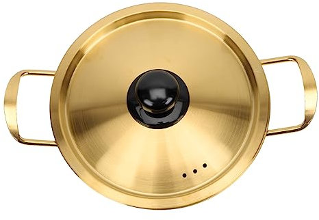 WATIIFUFU Pentola Ramen in Acciaio Inossidabile con Doppie Maniglie Isolanti Casseruola Multiuso per Zuppa Noodle Istantanei Latte Adatta Gas e Induzione