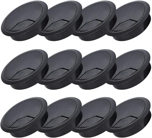 12 Pcs Desk Grommet 80mm, Desk Hole Cover, Desk Cable Grommet, Desk Cable Hole Cover, Cable Grommet (Black)