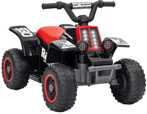 AIYAPLAY 6V Electric Car for Kids, Battery Powered Kids ATV, Quad Bike with Forward Backward, LED Headlights, for Ages 18-36 Months, Black