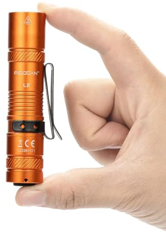 PIOOCAN L2 Mini Rechargeable Torch,1200 Lumen Torches Battery Powered,Small Tactical Torches LED Super Bright, 4 Modes Flashlight for Camping, Home, and Emergencies (Orange)