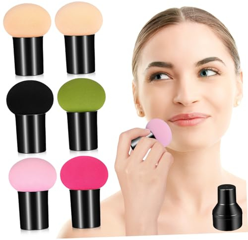 BESTYASH 6pcs Mushroom Makeup Sponge Round Powder Puff Makeup Applicator for Foundation Concealer Blending Tool