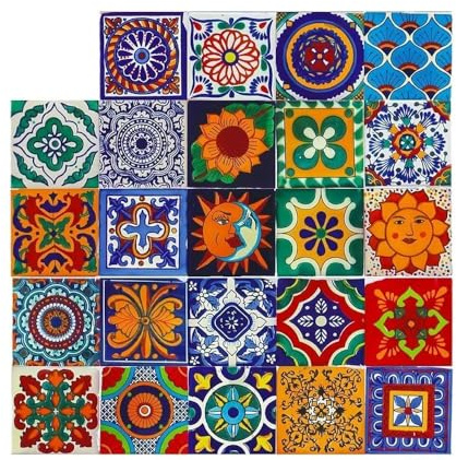 24 Moroccan Tile Stickers, Vintage Kitchen Wall Tiles Self Adhesive 15×15cm | Vinyl Peel and Stick on Tile Waterproof Transfers Covers Decals for Kitchen Bathroom DIY Home Decors Moroccan Colorful