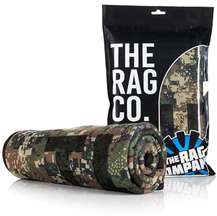 The Rag Company - Toalla de Secado Delgada - Edición Especial de Camuflaje Digital Woodland - Microfibra Coreana Ultra Absorbente, Borde de Gamuza, Toalla de Secado de Coche, 25 x 35 Pulgadas