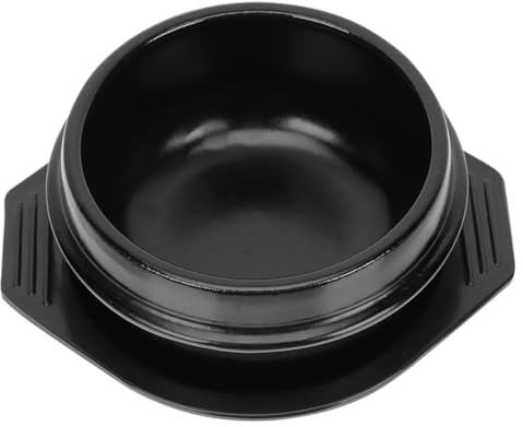Cuenco de Cerámica Coreana Negro para Bibimbap con Base | Ventilación Natural, Conducción Térmica Uniforme, Formato Redondo con Bandeja Auxiliar