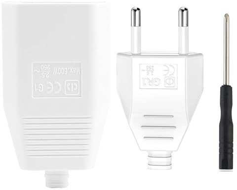 MejaRizon 2 Stück Euro Stecker Flach, Eurokupplung Flach, Stecker 250V,2,5A Stecker 2 Polig, Eurostecker Flach, Europäische Flach Stecker, Stromstecker, Schuko Stecker Europäischer Stecker(Weiß)