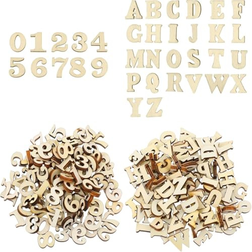Kettion 408 Stück Kleine Holzbuchstaben,15MM Buchstaben aus Holz zum Basteln und Bemalen, Unbearbeitete Holz Buchstaben Deko, Zahlen (0-9),Kleinbuchstaben (A-Z) für DIY Kunsthandwerk Hochzeit Festival