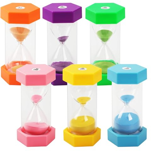 6 Pezzi Clessidra Set,Colorate Clessidra per Bambini 3/10/30/15/45/60 Minuti,Timer Colorato, Adatto per cucina, famiglia, vita dei bambini, tempo di gioco, regali creativi