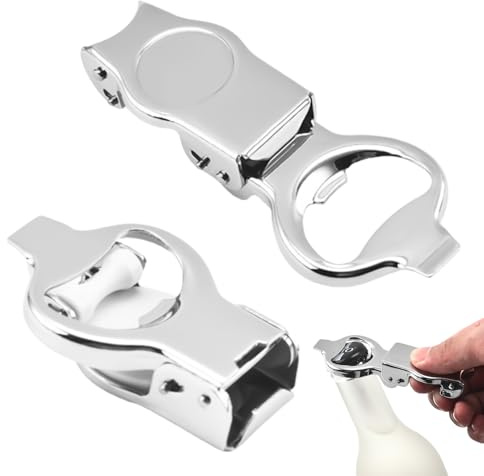 2 Stück Flaschenöffner mit Verschluss,Tragbare Bierflaschenverschluss,Bierflaschen Verschluss,Metall Flaschenverschluss Universal,Bierflaschenöffner,Silber Mini Flaschenöffner für Home Camping Outdoor