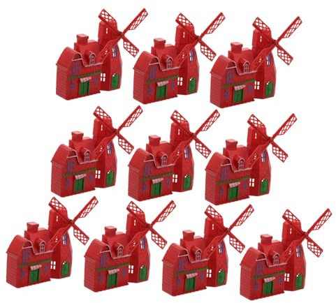 YARNOW 10pcs Miniature Dutch Windmill Statues Vintage Farmhouse Table Decor Mini Cottage Ornaments for Fairy Garden Accessories Realistic Decorative Windmill Models