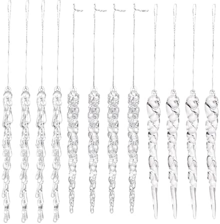 GTFYUDGH Carámbanos para Árbol De Navidad, Juego de de Carámbano Colgantes en Forma de Lágrima, Guirnalda Transparente de Acrílico para Decoración de Interior en Invierno para Hogar