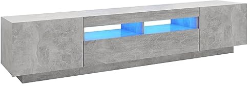 Iiaky Mobile Porta TV 200 cm Mobile Porta TV con Luci LED Mobile Porta TV Soggiorno Armadio per TV per Soggiorno Cucina-Grigio cemento-200x35x40 cm