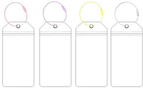 VELSIN 4 Stück Kreuzfahrt Gepäckanhänger mit 4 Stück Bunt Verschraubbaren Drahtschleife - Kofferanhänger Transparente wasserdichte PVC Kofferschilder Anhänger für Koffer Gepack Tasche 9 x 19 cm