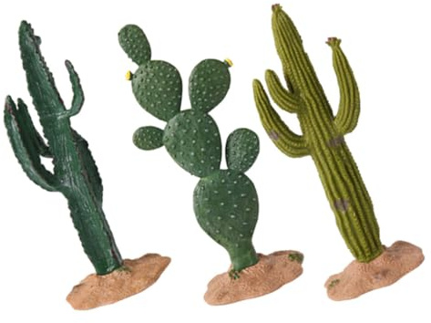 LOLIPPYY 3 pezzi Cactus Artificiali Decorativi Realistici in Materiale Sicuro per Interni Ufficio Soggiorno Studio Figurine Piante Grasse Finte per Arredamento Tavolo Effetto Naturale e