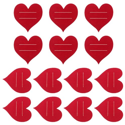 SHINEOFI 20 Sacchetti Portaposate in Feltro Rosso a Forma di Cuore, Tasche Porta Posate per Cena Romantica e Matrimonio, Custodia per Forchette e Coltelli Decorativa e Resistente