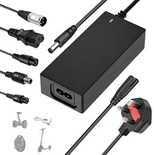 42V 2A Electric Scooter Charger UK 3 Pin for Xiaomi Ninebot Hoverboard | Universal 36V Li-ion Battery Fast Charger for Mobility Scooter Electric Bike Drift Board Unicycle with 6 Connections