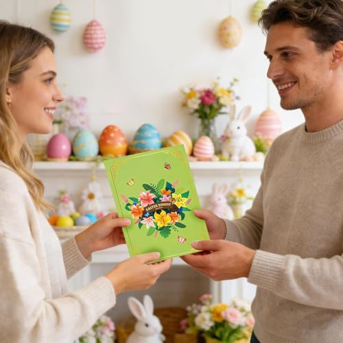 Mbiyhgta Biglietti di Auguri 3D,Ricordo In Carta 3D Con E Coniglietto Pasquale,Biglietto Di Auguri Sentito Per Pasqua - Per Amici Famiglia Moglie Marito Fidanzata Genitori Insegnanti