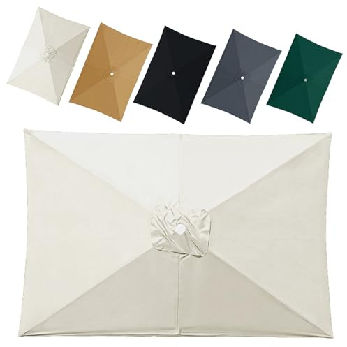 Telo di Ricambio per Ombrellone 3.0x2.0 m 3.0x3.0 m con Presa d'Aria Superiore, 6 Stecche Tettoia di Ricambio per Ombrello Impermeabile(White,2.0x3.0m)
