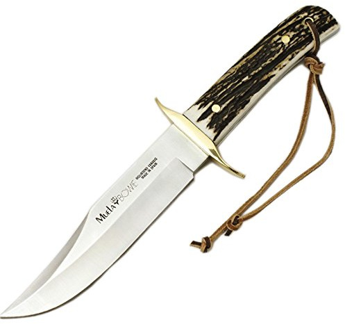Electropolis Jagdmesser Muela Bowie Classic BW-CLASSIC-16A, Hirschhorn Griff und Messing, Onesie, MOVA Blatt-Mehrzweck 16cm + Geschenkkarte