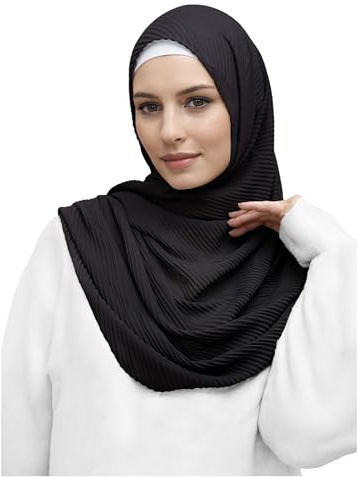 Lina & Lily Plissee-Schal Hijab Kopftuch für muslimische Damen aus Leicht Stoff
