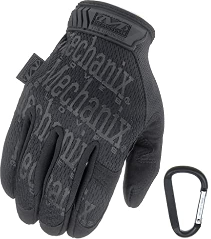 Mechanix WEAR ORIGINAL Einsatz-Handschuhe, atmungsaktiv & abriebfest + Gear-Karabiner, Original Glove in Schwarz, Coyote, Multicam/Größe S, M, L, XL (S, Schwarz/Covert)