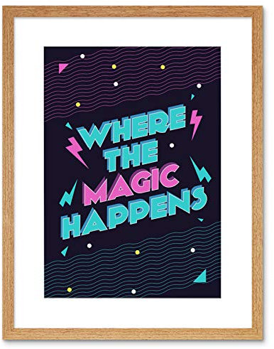 Wee Blue Coo LTD Disco Kitchen Magic Happens Art Print Framed Poster Wall Decor 9x7 inch Küche Zauber Wand Deko