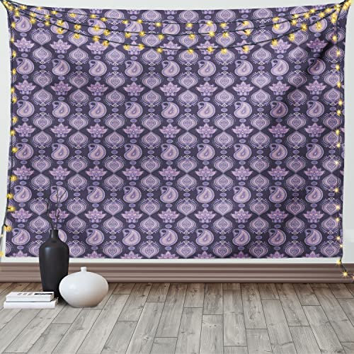 ABAKUHAUS Paisley Wandteppich, Vintage Floral Eastern Muster inspiriert von orientalischer Kunst, aus Weiches Mikrofaser Stoff Wand Dekoration Für Schlafzimmer, 230 x 140 cm, Aubergine-Lavendel