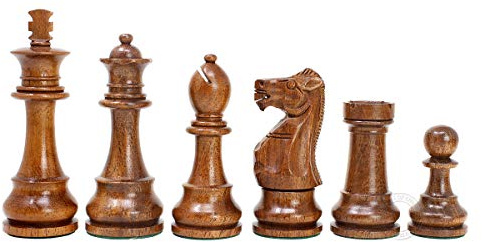 House of Chess - Tournament Chess Set Pieces - Unique Staunton Golden Acacia Wood / Boxwood - King Height: 3.75 (95 mm) - 2 Extra Queens - Weighted