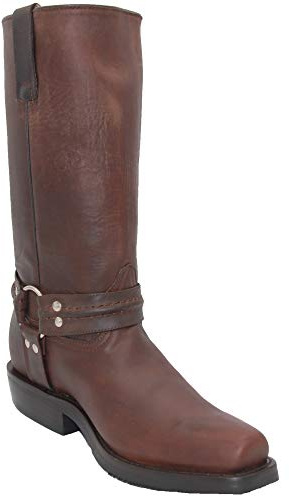 Men's Leather Harness Western Biker Boot (11, Brown)