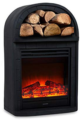 KLARSTEIN Mayrhofen - Chimenea eléctrica, Potencias 900/1800 W, 2 Niveles de Calor, Detección de Ventana Abierta, Llamas LED simuladas, 5 Niveles de luminosidad, Temporizador, Control Remoto, Negro