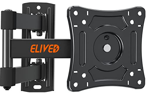 ELIVED TV Wall Bracket Tilt Swivel for Most 14 - 30 Inch TVs up to 15KG, Max VESA 100x100mm, Full Motion TV Bracket with Articulating Arm, Monitor Wall Mount for LED, LCD, OLED Flat / Curved Screens