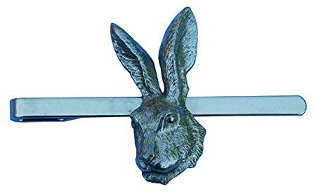 Pince à Cravate Tête de Lièvre , Pince à Cravate Chasse, Cadeaux Chasse, Faite Main en Étain, par William Sturt, des Étains de Jumilhac
