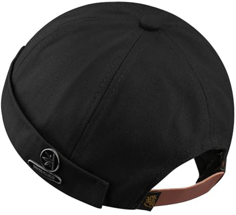 CLAPE Berretto da Portuale da Uomo Cotone Docker cap Berretto Docker da Uomo Vintage Brimless Hat Berretto Senza Visiera Black CT08