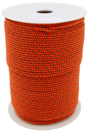 Polypropylen Seil PP Tau Schnur Tauwerk Leine Festmacher Flechtleine Reepschnur (Orange/Schwarz, 6mm - 100m)