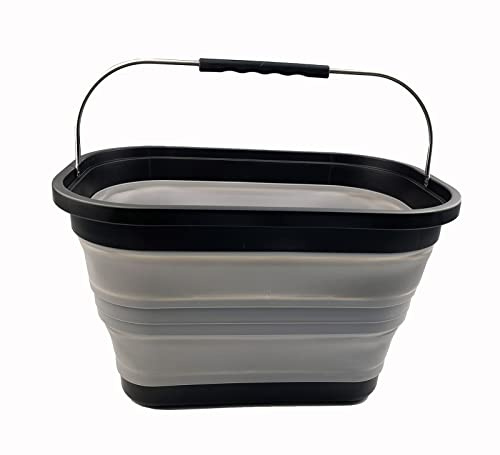 SAMMART 20,8 l zusammenklappbarer rechteckiger praktischer Korb/Eimer (Schwarz/Legierungsgrau)