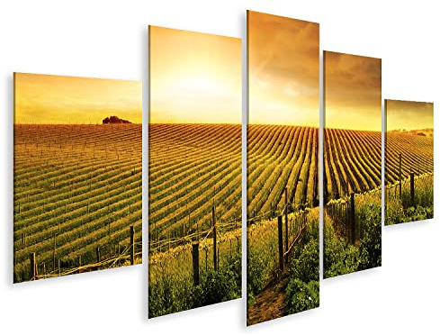islandburner Tableau sur toile Images de paysages Toscane Coucher de soleil à couper le souffle dans les vignes Cadre Affiche Poster Murale Tableaux