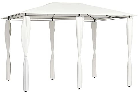 Homgoday Pavillon mit Pfostenabdeckungen Partyzelt Gartenzelt Festzelt Partyzelt Gartenpavillon Bierzelt Garten Zelt Schatten und Regen für Garten Terrasse Hof 3x4x2,6 m Creme 160 g/m²