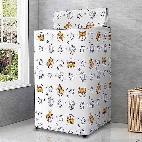 Odot Funda Lavadora de Carga Superior Funda, Lavadora Exterior Impermeable con Cremallera para Lavadora y Secadora de Carga Superior (Tigre,L)