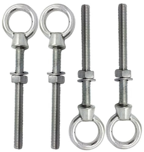 Perno largo de elevación M6 x 80 mm con tuercas completas y arandela de acero inoxidable grado marino (paquete de 4)