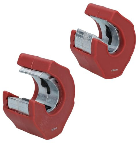 Tagliatubi a cricchetto in acciaio inox, con una sola mano, per tubi da 15 mm + 22 mm, 2 pezzi