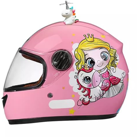 QJWMatic Casque De Moto Intégral pour Enfants Léger avec Pare-Soleil, pour Garçons Et Filles De 3 À 12 Ans, Quatre Saisons F,48-55CM