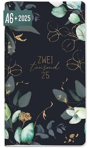 Häfft® Monatskalender Weekly 2025 A6+ Mondscheinblüten 1 Monat auf 2 Seiten, Monatsplaner klein, Taschenkalender mit Jahres- & Ferienübersicht - nachhaltig & klimafreundlich