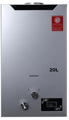 NICCOO 20L Chauffe Eau Gaz Camping Car, Chauffe Eau Instantané Gaz Chauffe-eau Instantané GPL Propane LED Chauffe-Eau sans Réservoir Chauffe-eau pour La Maison au Camping-car et à Lextérieur
