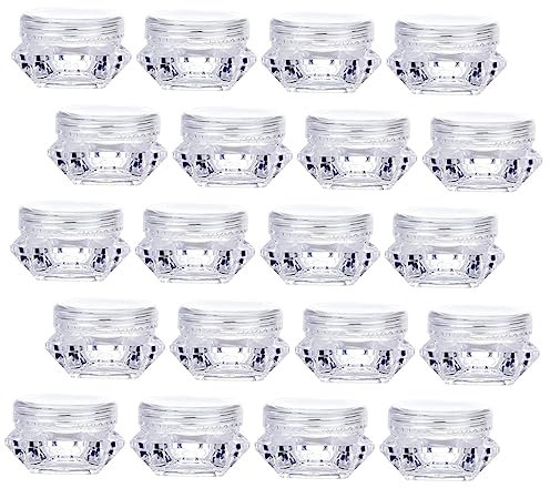 WOONEKY Lot de 32 Pots Cosmétiques Blancs 5g en Ps, Compacts et Faciles à Transporter, pour Échantillons DIY et Voyages