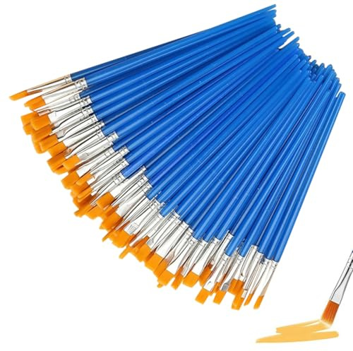 QEDBOJE 30 Stück Breite Flache Pinsel, Pinsel Set für Details und Kunstmalerei