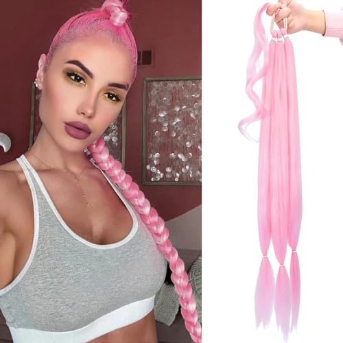 HSAJS Geflochtener Pferdeschwanz Haarteil Synthetische Lange Zopfverlängerung Haarsträhnen Ponytail Extensions Hitzbeständig Haarverlängerung